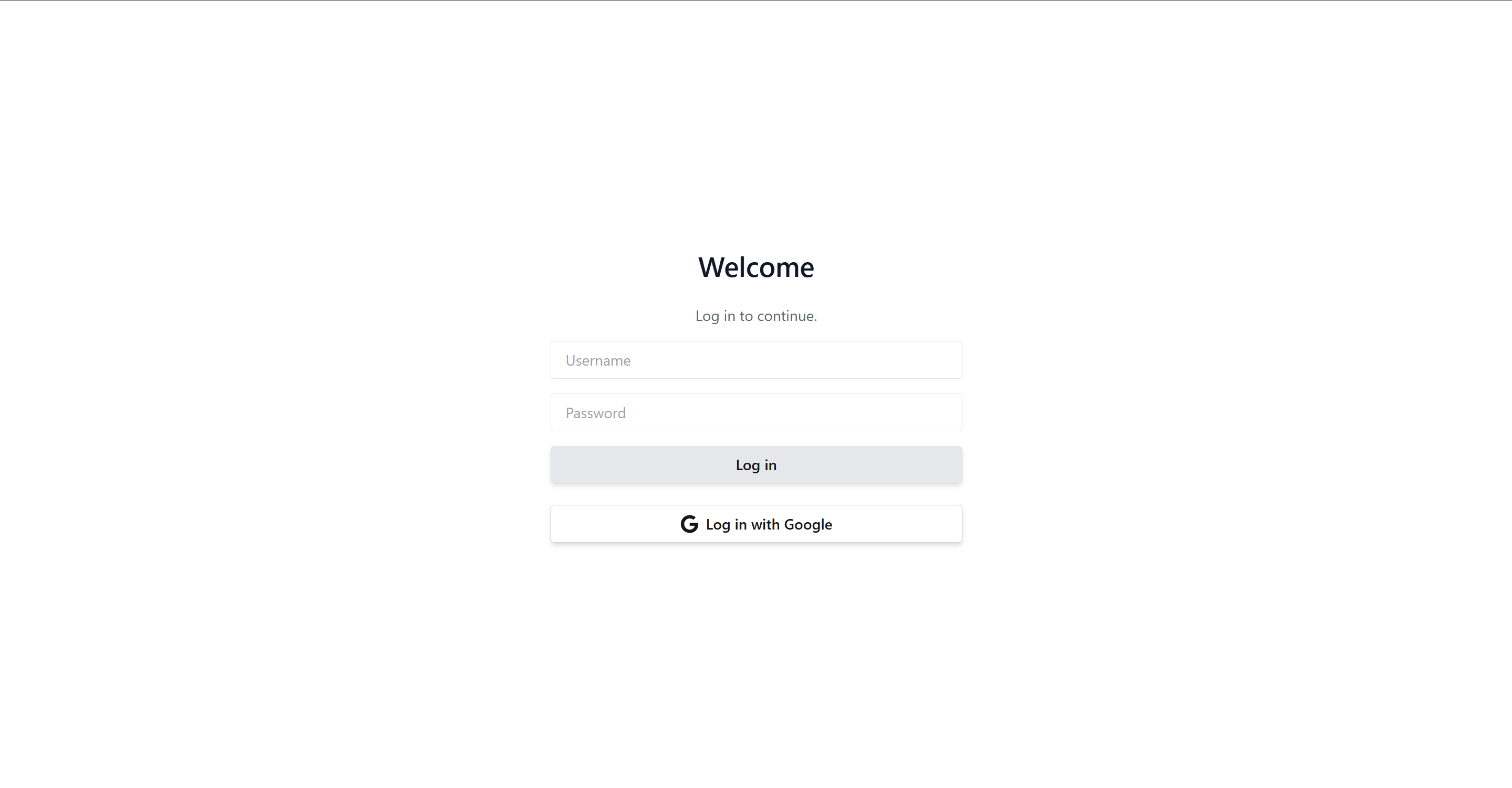 Inloggningsvy där användare kan ange uppgifter eller logga in med Google